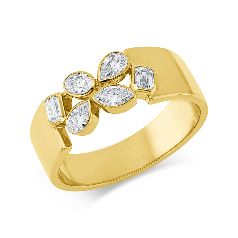 Ring    aus 750/-18 Karat Gelbgold mit 6 Diamanten 0