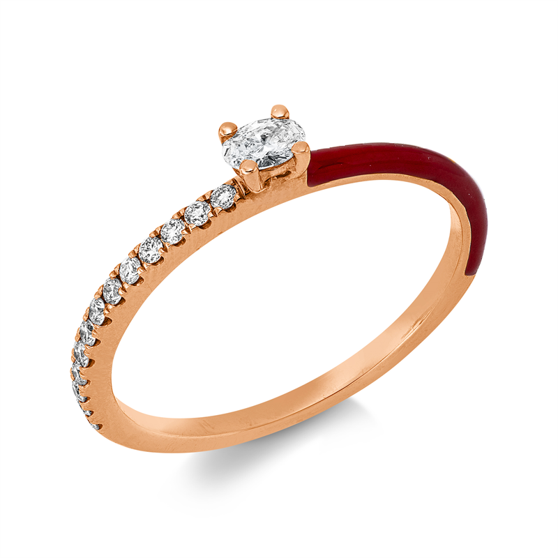 Ring mit Emaille  aus 750/-18 Karat Rotgold mit 14 Diamanten 0