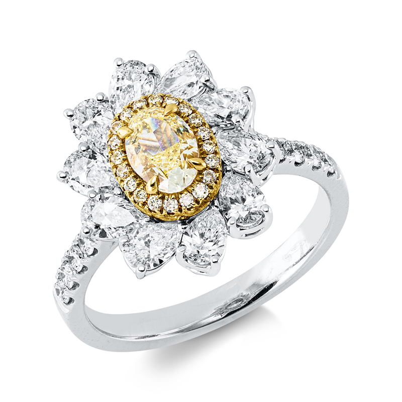 Ring    aus 750/-18 Karat Weißgold / Gelbgold mit 41 Diamanten 1