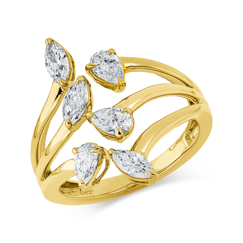 Ring    aus 750/-18 Karat Gelbgold mit 6 Diamanten 0