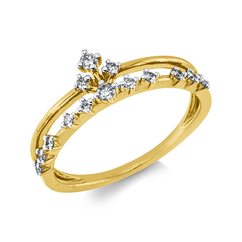 Ring    aus 750/-18 Karat Gelbgold / Weißgold mit 14 Diamanten 0