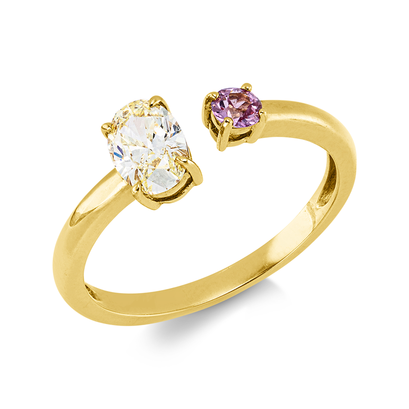 Ring mit Saphir  aus 750/-18 Karat Gelbgold mit 1 Diamant 0