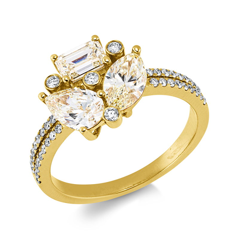Ring    aus 750/-18 Karat Gelbgold mit 43 Diamanten 1