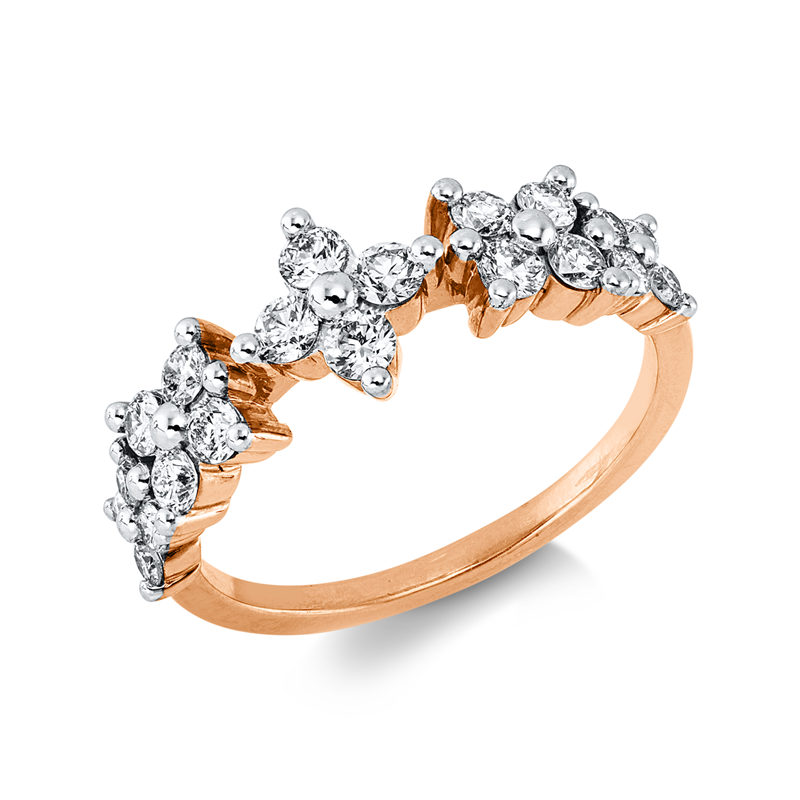 Ring    aus 750/-18 Karat Rotgold / Weißgold mit 20 Diamanten 0