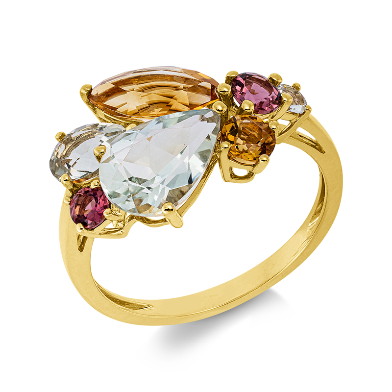 Ring mit Turmalin  aus 750/-18 Karat Gelbgold  