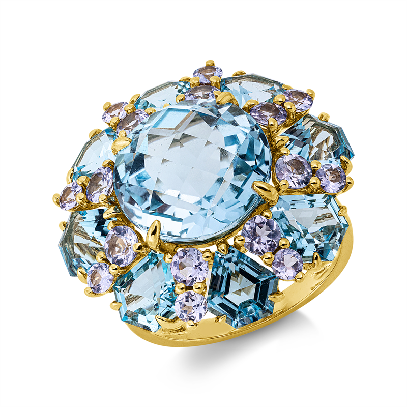 Ring mit Tansanit  aus 750/-18 Karat Gelbgold  