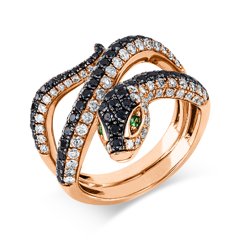 Ring mit Smaragd  aus 585/-14 Karat Rotgold mit 164 Diamanten 1