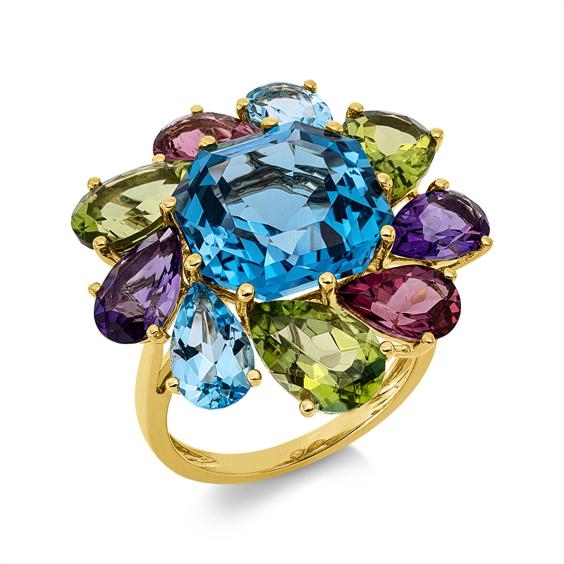 Ring mit Turmalin  aus 750/-18 Karat Gelbgold  