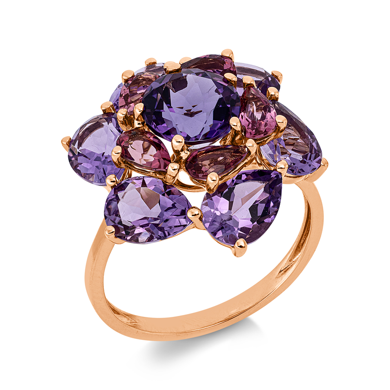 Ring mit Amethyst  aus 750/-18 Karat Rotgold  