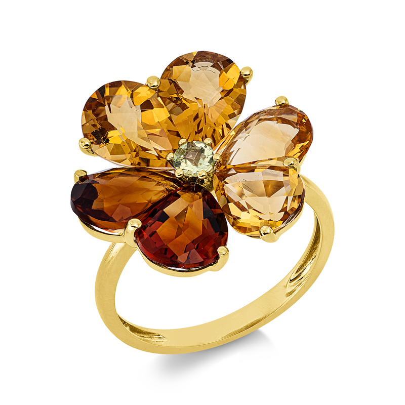 Ring mit Peridot  aus 750/-18 Karat Gelbgold  