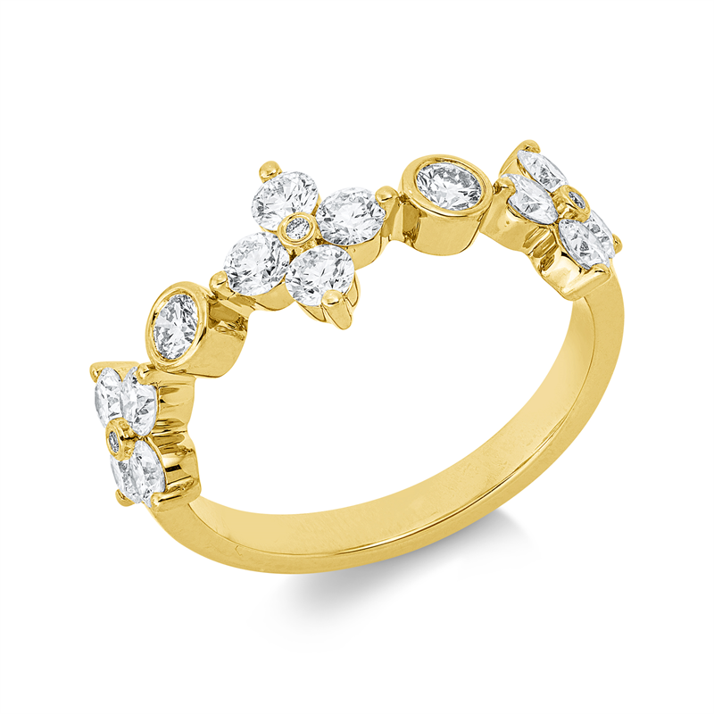 Ring    aus 750/-18 Karat Gelbgold mit 17 Diamanten 1 ct