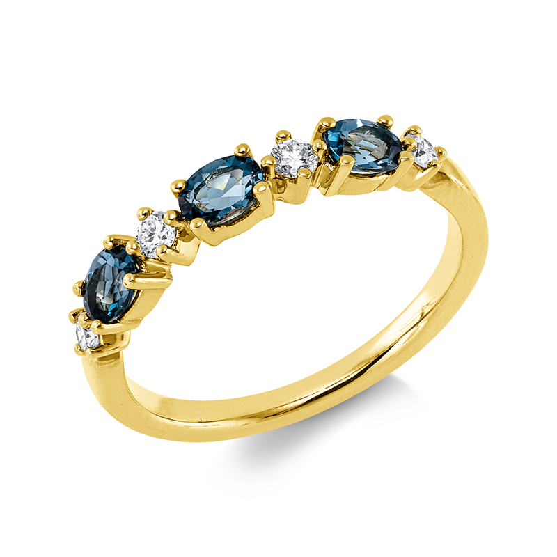 Ring mit Topas  aus 585/-14 Karat Gelbgold mit 4 Diamanten 0