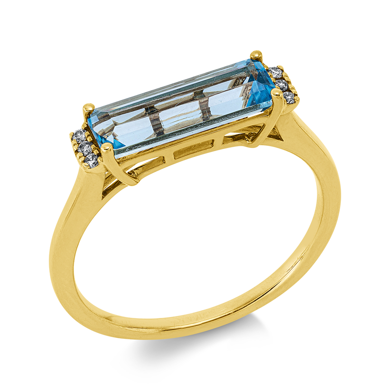Ring mit Topas  aus 585/-14 Karat Gelbgold mit 6 Diamanten 0