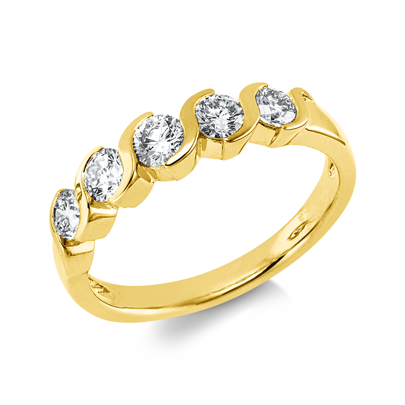 Ring    aus 585/-14 Karat Gelbgold mit 5 Diamanten 0