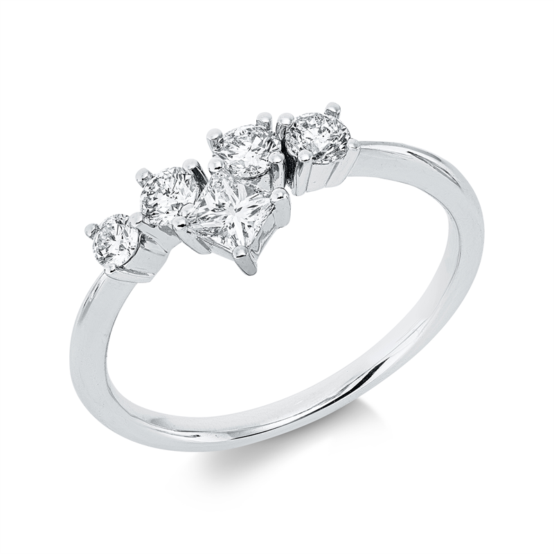 Ring    aus 585/-14 Karat Weißgold mit 5 Diamanten 0
