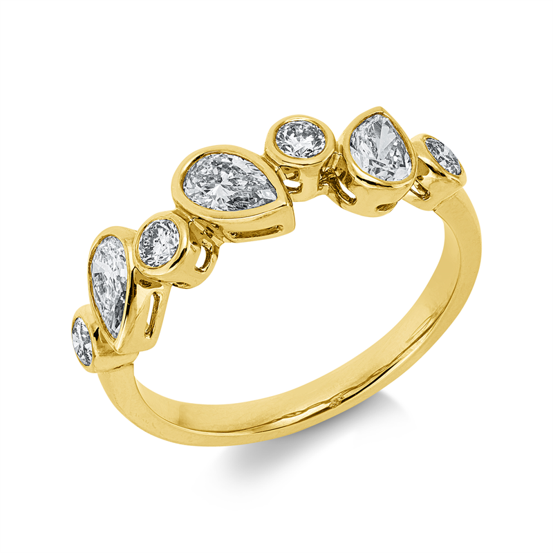Ring    aus 585/-14 Karat Gelbgold mit 7 Diamanten 0