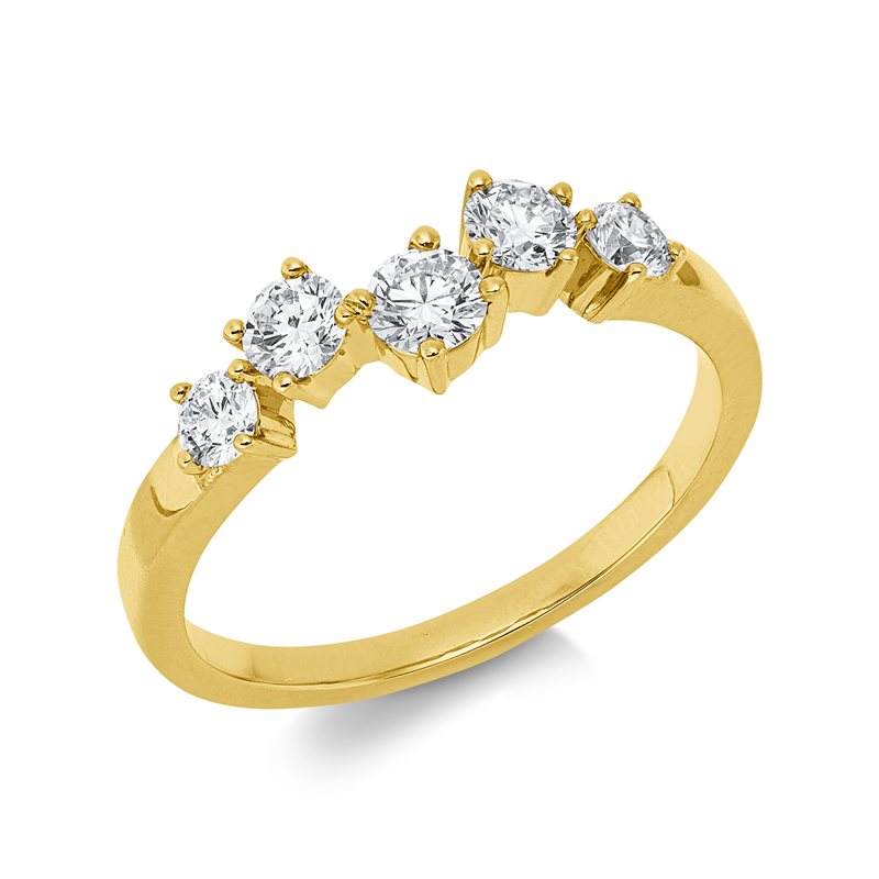 Ring    aus 585/-14 Karat Gelbgold mit 5 Diamanten 0