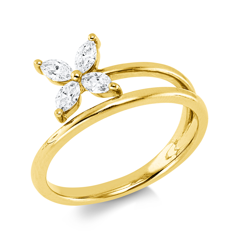 Ring    aus 585/-14 Karat Gelbgold mit 4 Diamanten 0