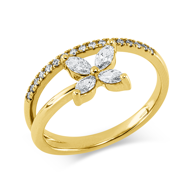 Ring    aus 585/-14 Karat Gelbgold mit 21 Diamanten 0