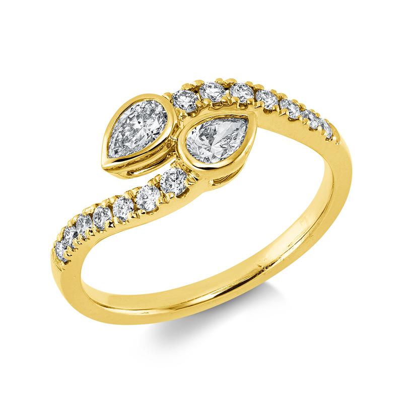 Ring    aus 585/-14 Karat Gelbgold mit 16 Diamanten 0