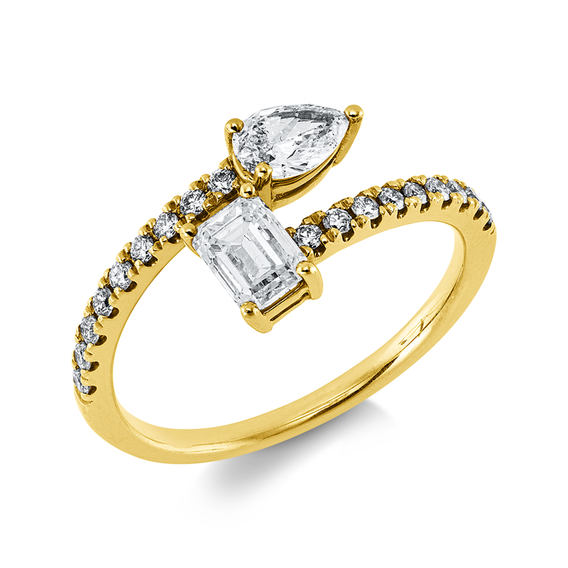 Ring    aus 585/-14 Karat Gelbgold mit 20 Diamanten 1