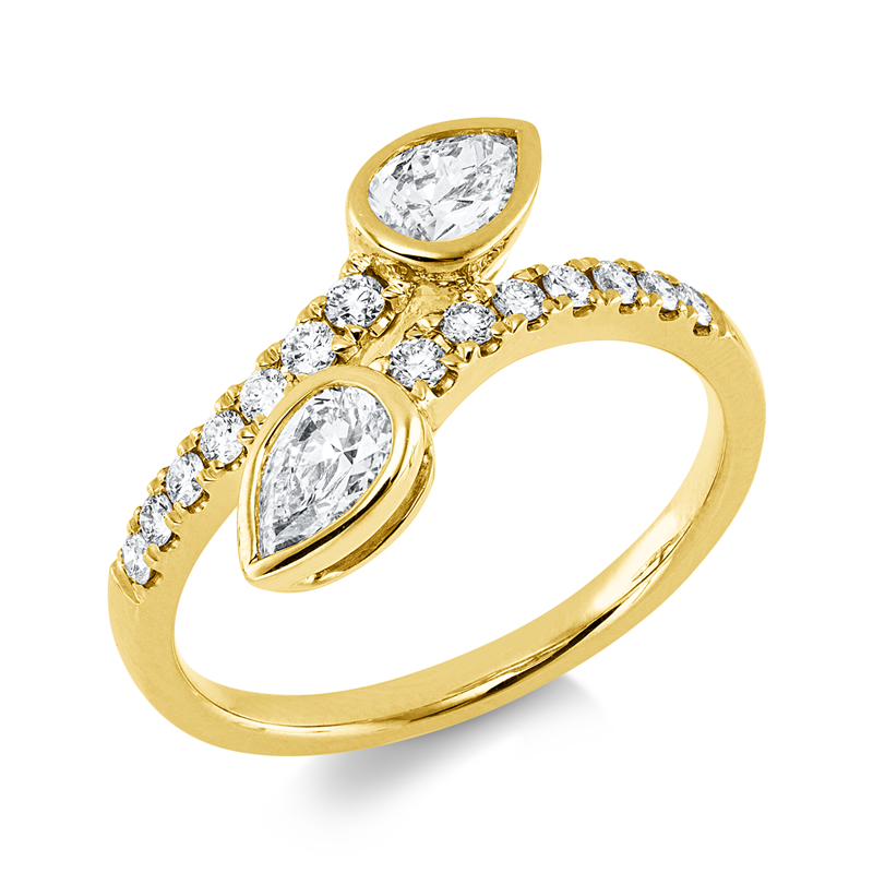 Ring    aus 585/-14 Karat Gelbgold mit 16 Diamanten 0