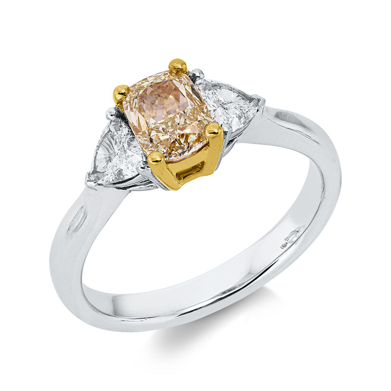 Ring    aus 750/-18 Karat Weißgold / Gelbgold mit 3 Diamanten 1