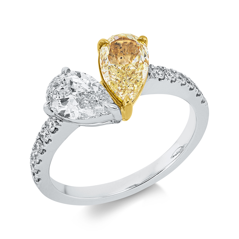 Ring    aus 750/-18 Karat Weißgold / Gelbgold mit 14 Diamanten 2
