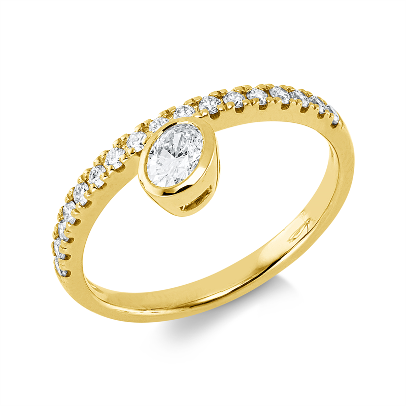 Ring    aus 585/-14 Karat Gelbgold mit 18 Diamanten 0