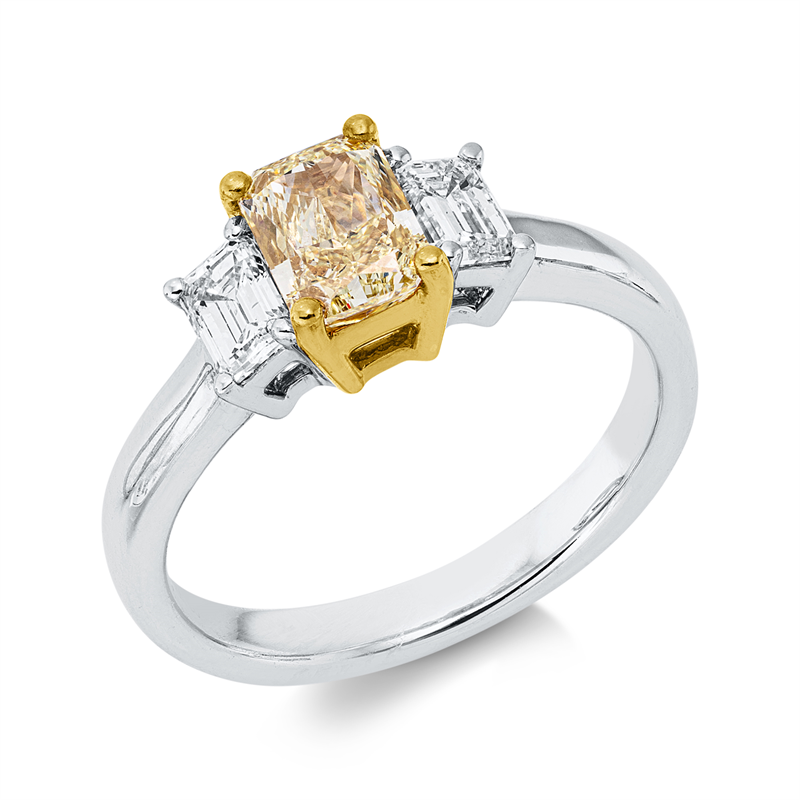 Ring    aus 750/-18 Karat Weißgold / Gelbgold mit 3 Diamanten 1