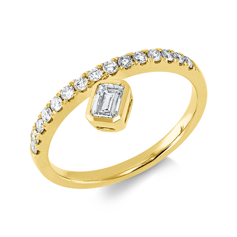 Ring    aus 585/-14 Karat Gelbgold mit 16 Diamanten 0