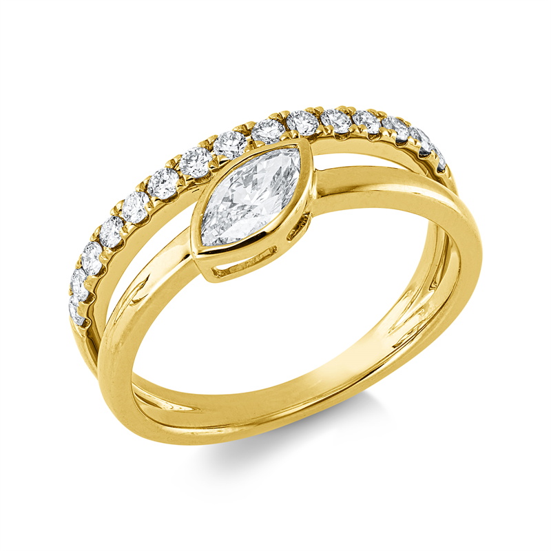 Ring    aus 585/-14 Karat Gelbgold mit 16 Diamanten 0