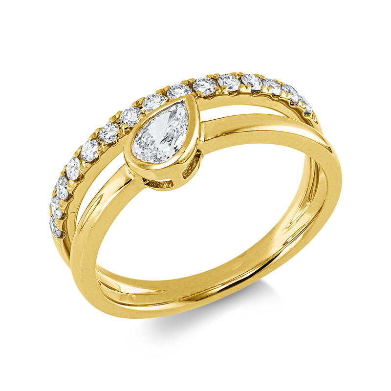Ring    aus 585/-14 Karat Gelbgold mit 16 Diamanten 0