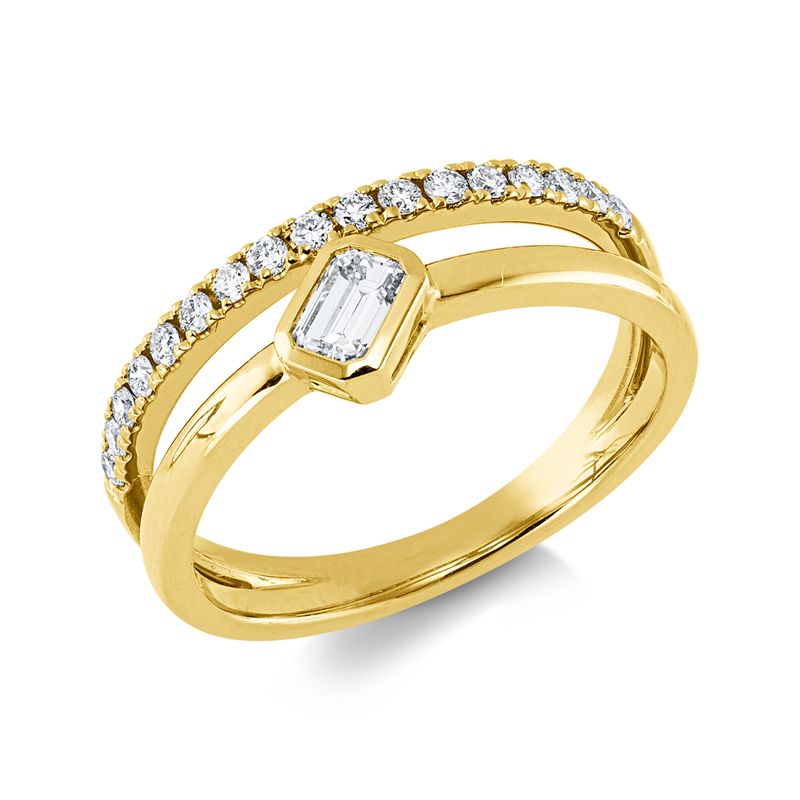 Ring    aus 585/-14 Karat Gelbgold mit 18 Diamanten 0