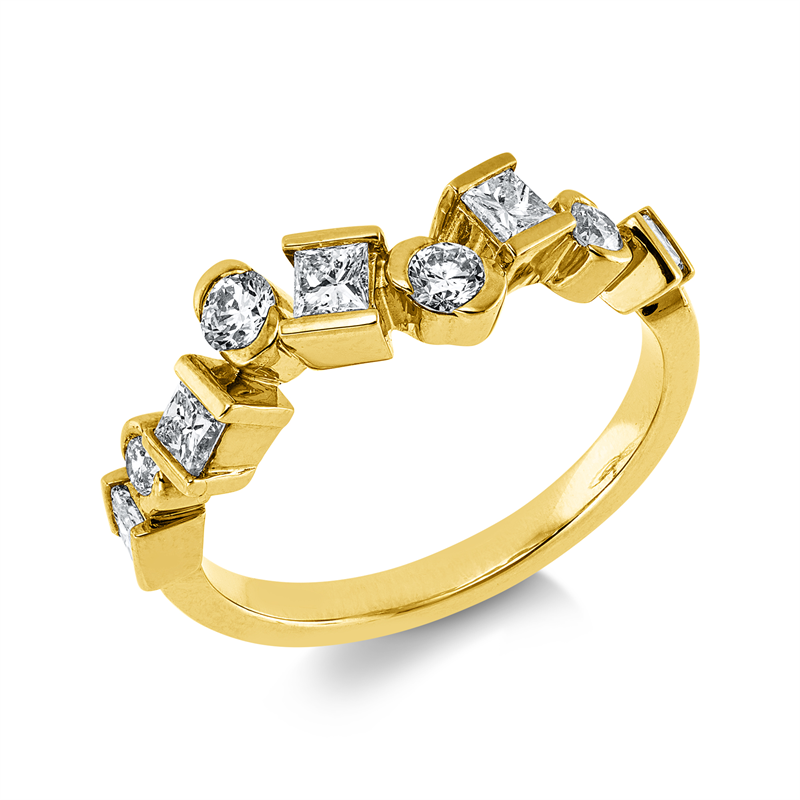 Ring    aus 585/-14 Karat Gelbgold mit 9 Diamanten 0