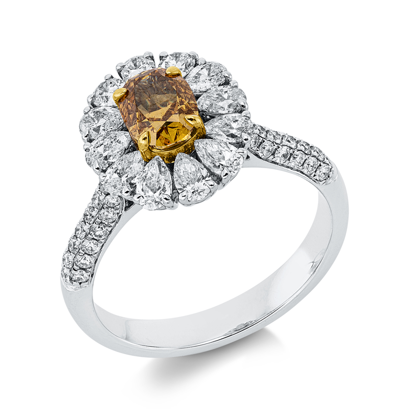 Ring    aus 750/-18 Karat Weißgold / Gelbgold mit 54 Diamanten 1