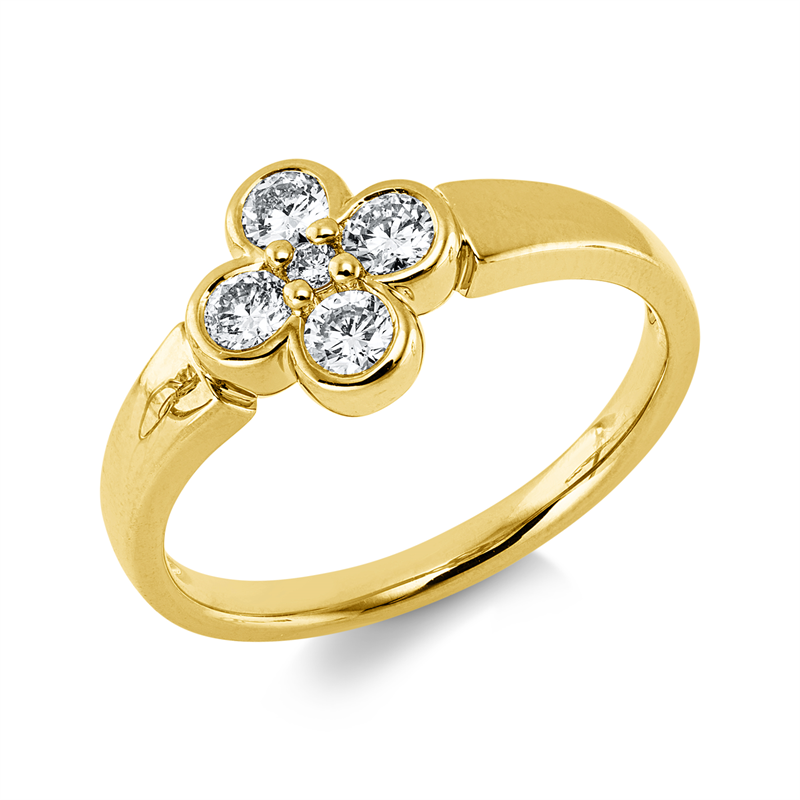 Ring    aus 585/-14 Karat Gelbgold mit 5 Diamanten 0