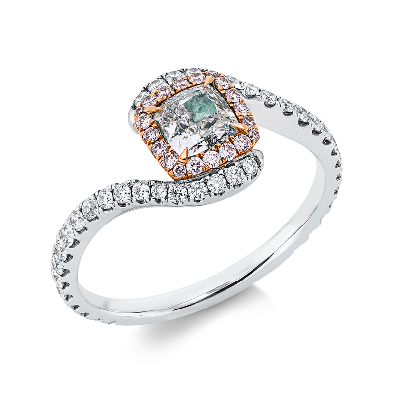 Ring    aus 750/-18 Karat Weißgold / Rotgold mit 61 Diamanten 0