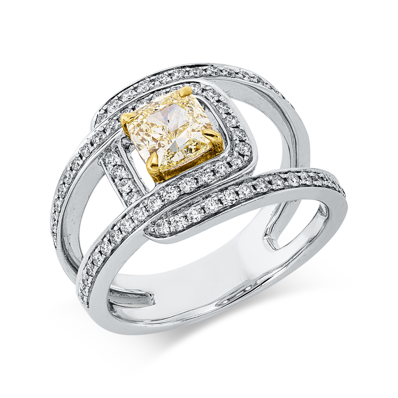 Ring    aus 750/-18 Karat Weißgold / Gelbgold mit 70 Diamanten 1