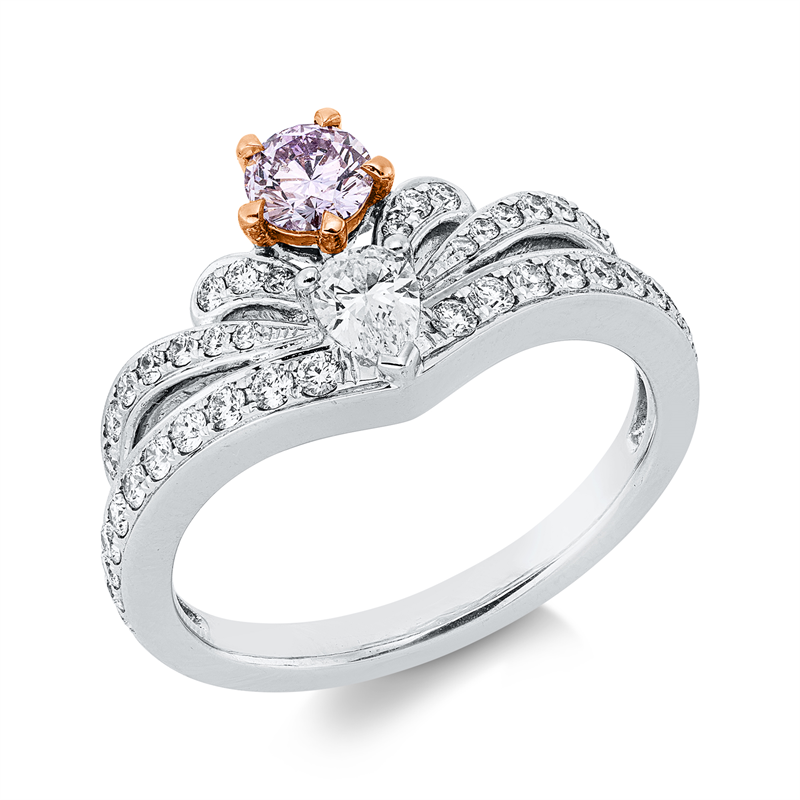 Ring    aus 750/-18 Karat Weißgold / Rotgold mit 44 Diamanten 0