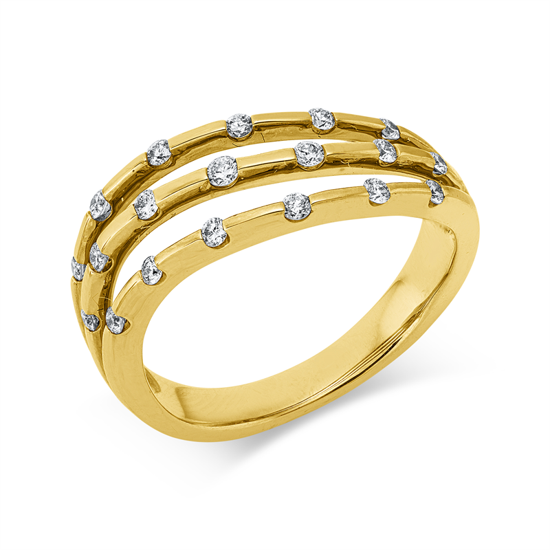 Ring    aus 585/-14 Karat Gelbgold mit 19 Diamanten 0