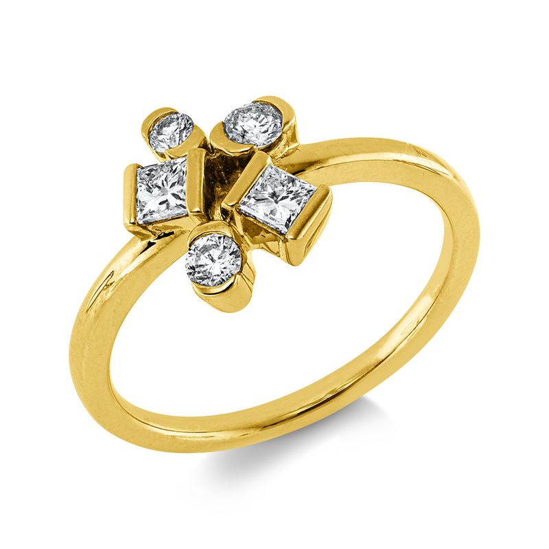 Ring    aus 585/-14 Karat Gelbgold mit 5 Diamanten 0