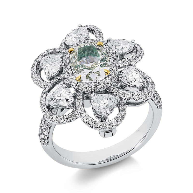 Ring    aus 750/-18 Karat Weißgold / Gelbgold mit 155 Diamanten 3