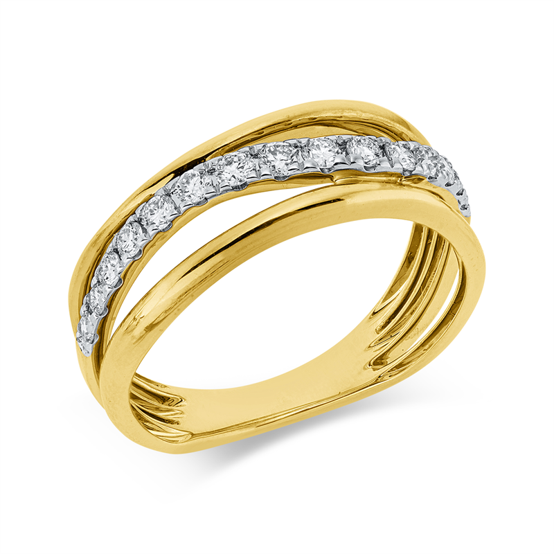 Ring    aus 585/-14 Karat Gelbgold / Weißgold mit 15 Diamanten 0