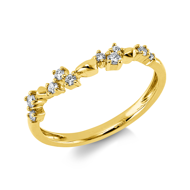 Ring    aus 585/-14 Karat Gelbgold mit 10 Diamanten 0
