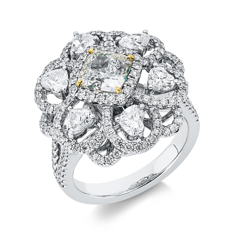 Ring    aus 750/-18 Karat Weißgold / Gelbgold mit 161 Diamanten 3