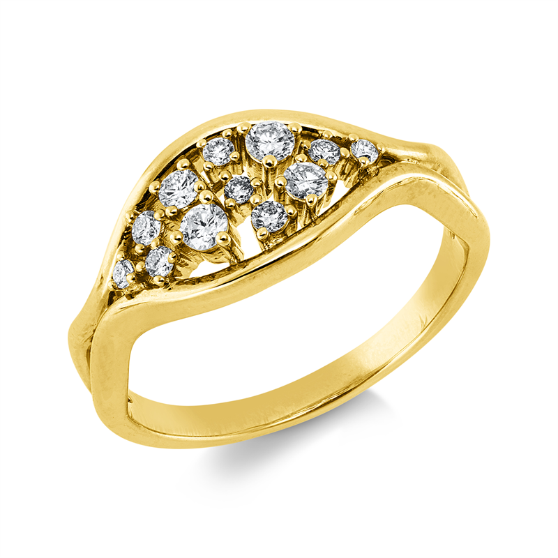Ring    aus 585/-14 Karat Gelbgold mit 12 Diamanten 0