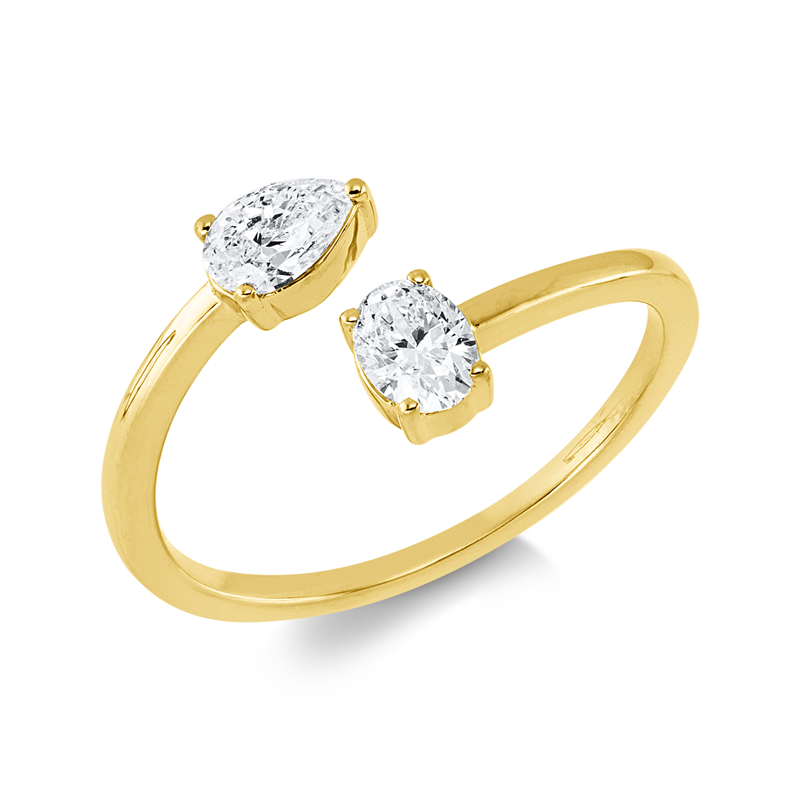 Ring    aus 750/-18 Karat Gelbgold mit 2 Diamanten 0
