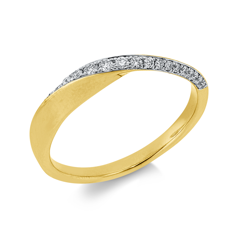 Ring    aus 585/-14 Karat Gelbgold / Weißgold mit 23 Diamanten 0