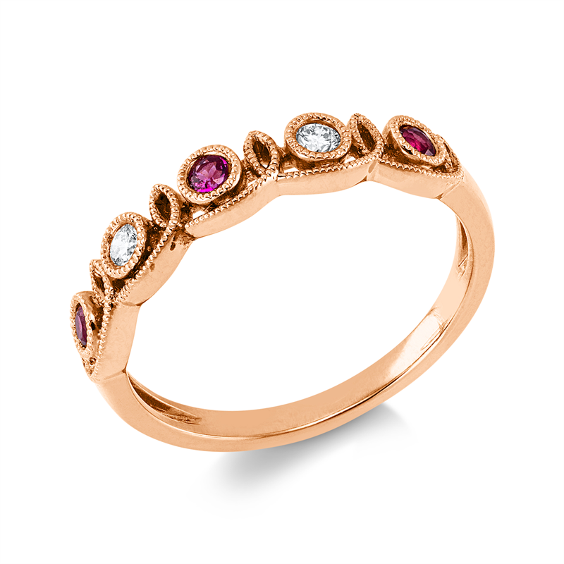 Ring mit Rubin  aus 750/-18 Karat Rotgold mit 2 Diamanten 0